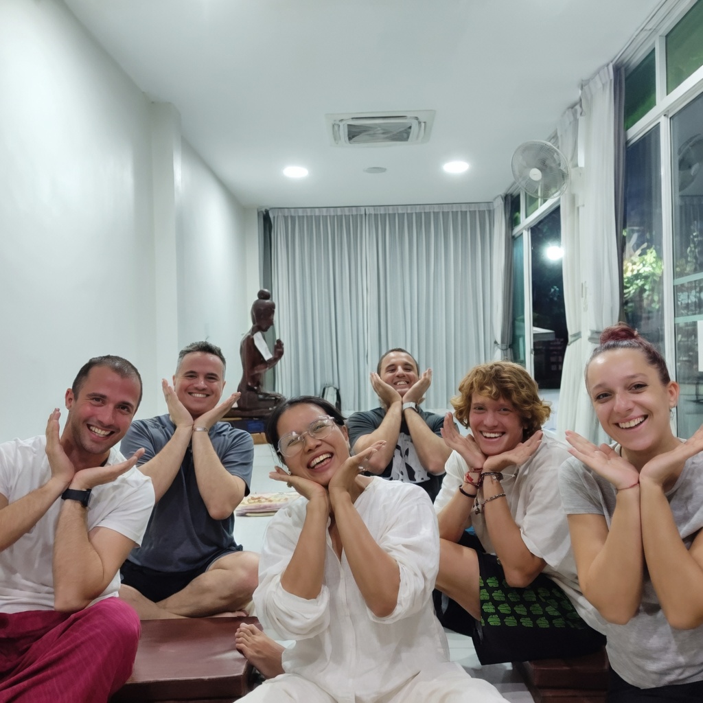 Master Kaie with international meditation students in Chiang Mai