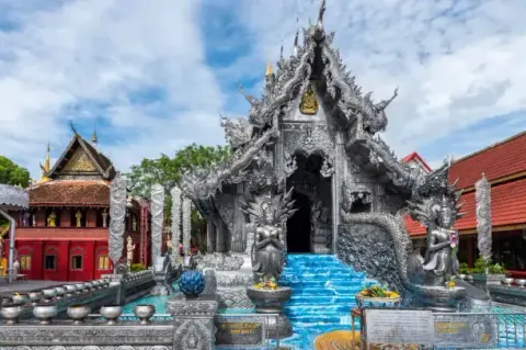 Temple entrance and courtyard in Chiang Mai